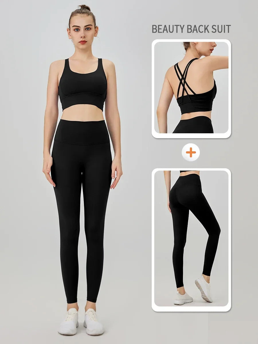 Yoga Clothes Women's Tracksuit Athletic Wear Pilates Fitness Suit - GilloServ