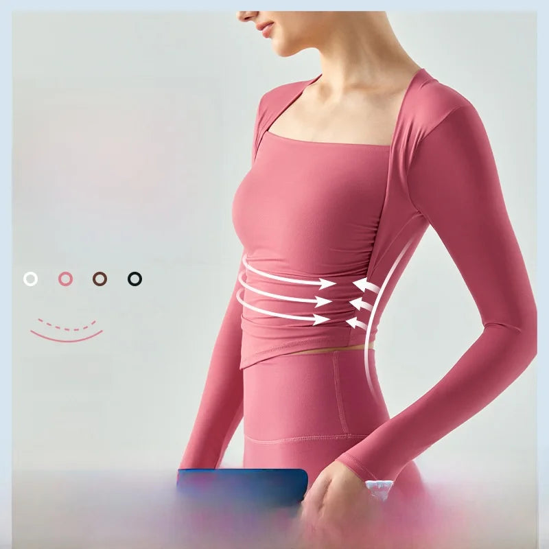 Women's Sport Top Long Sve Yoga Fitn Clothing Slimming Effect f Fixed Waterdrop Cup Yoga Suit Children's Apparel - GilloServ