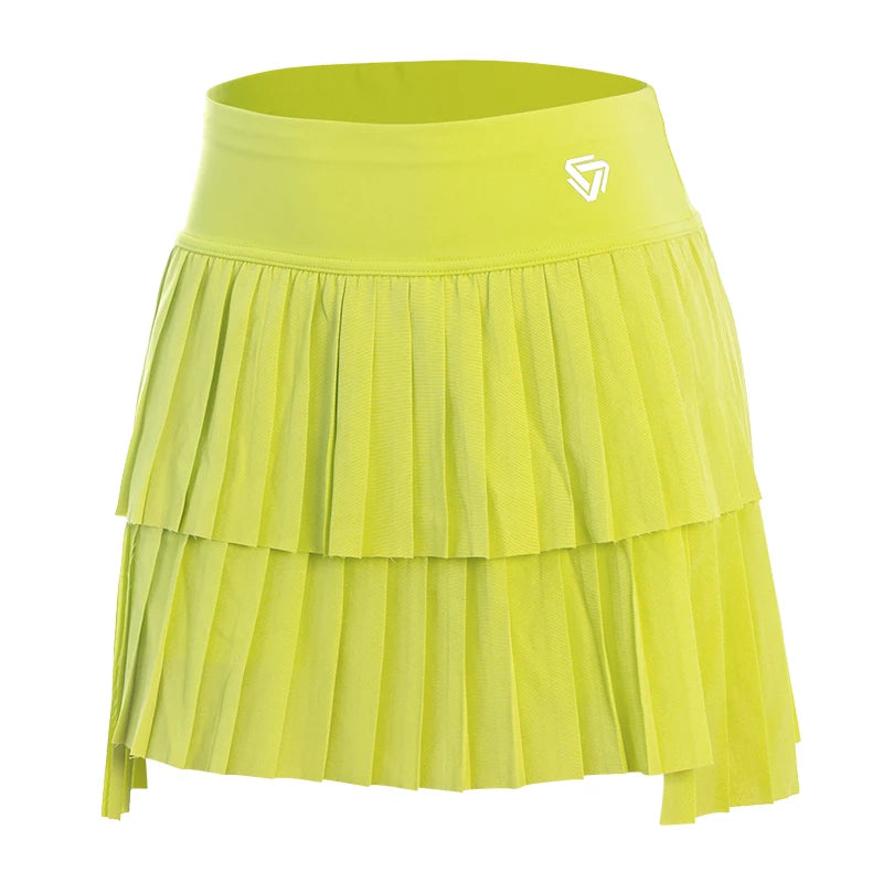 Women Sports Mini Pleated Skirt Golf Tennis Skirts High Waist Double Layer - GilloServ