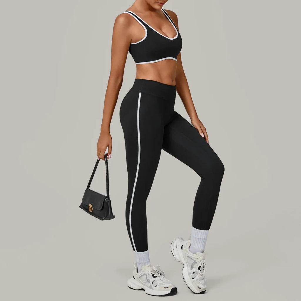 Yoga Suit Sports Fitness High Waist Peach// Hip Tight  Clothes Gym Leggings Set - GilloServ