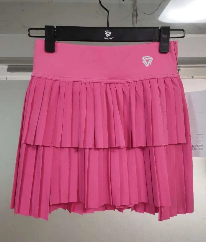 High Waist Double Layer Pleated Skirt Gym/Running/Yoga Soft Short - GilloServ