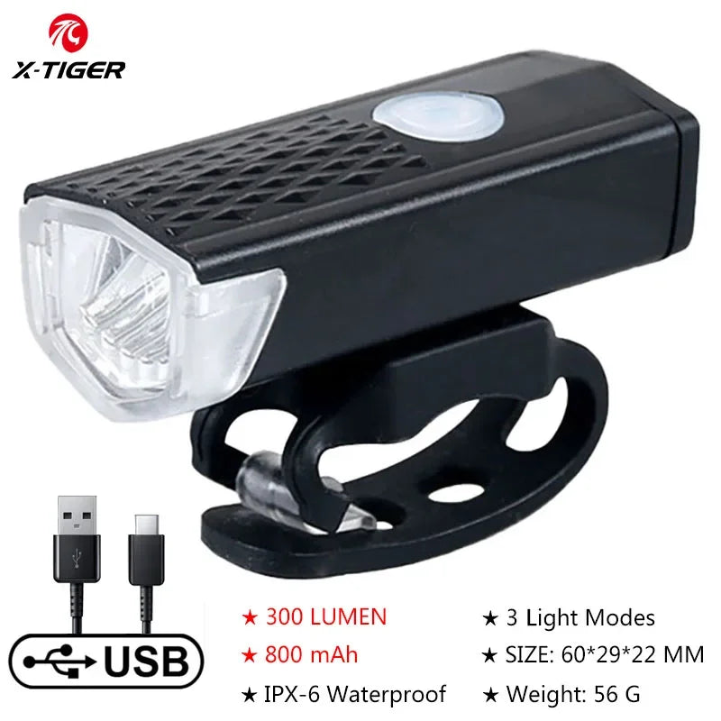 Bicycle headlight IPX6 waterproof cycling bike light USB rechargeable mini portable torch night light illumination light - GilloServ