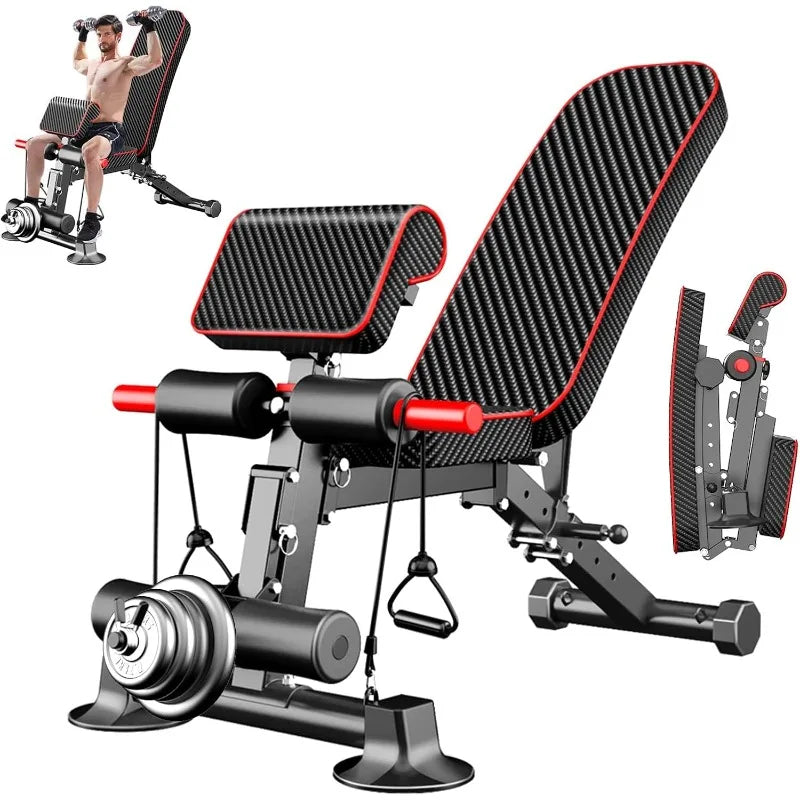 Adjustable Weight Bench - Utility workout Benches for Exercise, Free Installation Design for Portable Fitness Strength - GilloServ