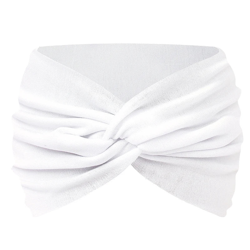 Women Solid Color Super Wide Headband Twisted Criss Cross Elastic Hairband Yoga Running Sports Non Slip Sweat Hair Accessories - GilloServ