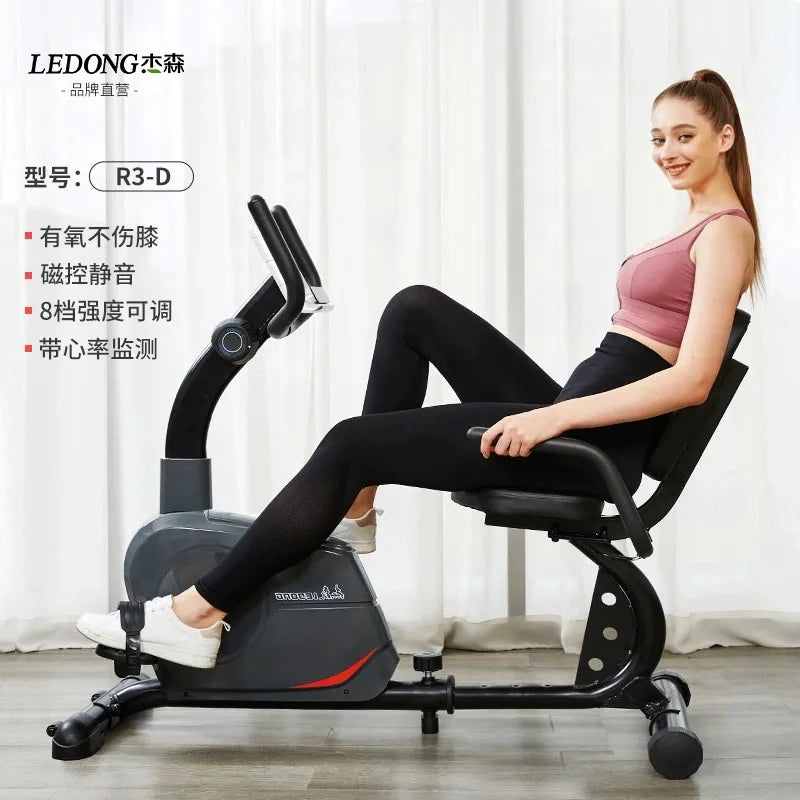 Horizontal exercise bike household spinning bicycle indoor silent elderly upper and lower limbs dual-purpose electric - GilloServ