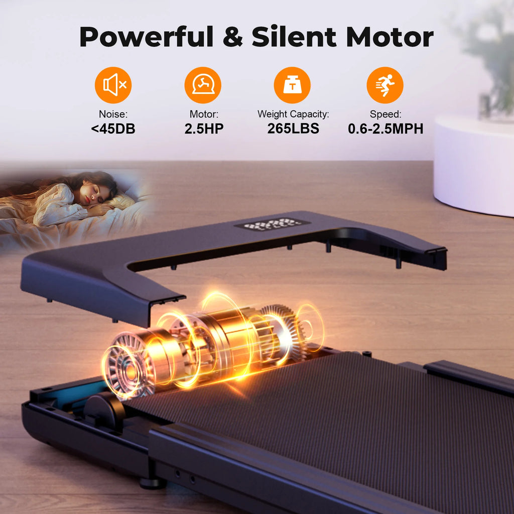 Walking Pad Under Desk Treadmill 2 in 1 Portable Treadmill with Remote Control LED Display 2.5HP Walkingpad for Home&Office - GilloServ