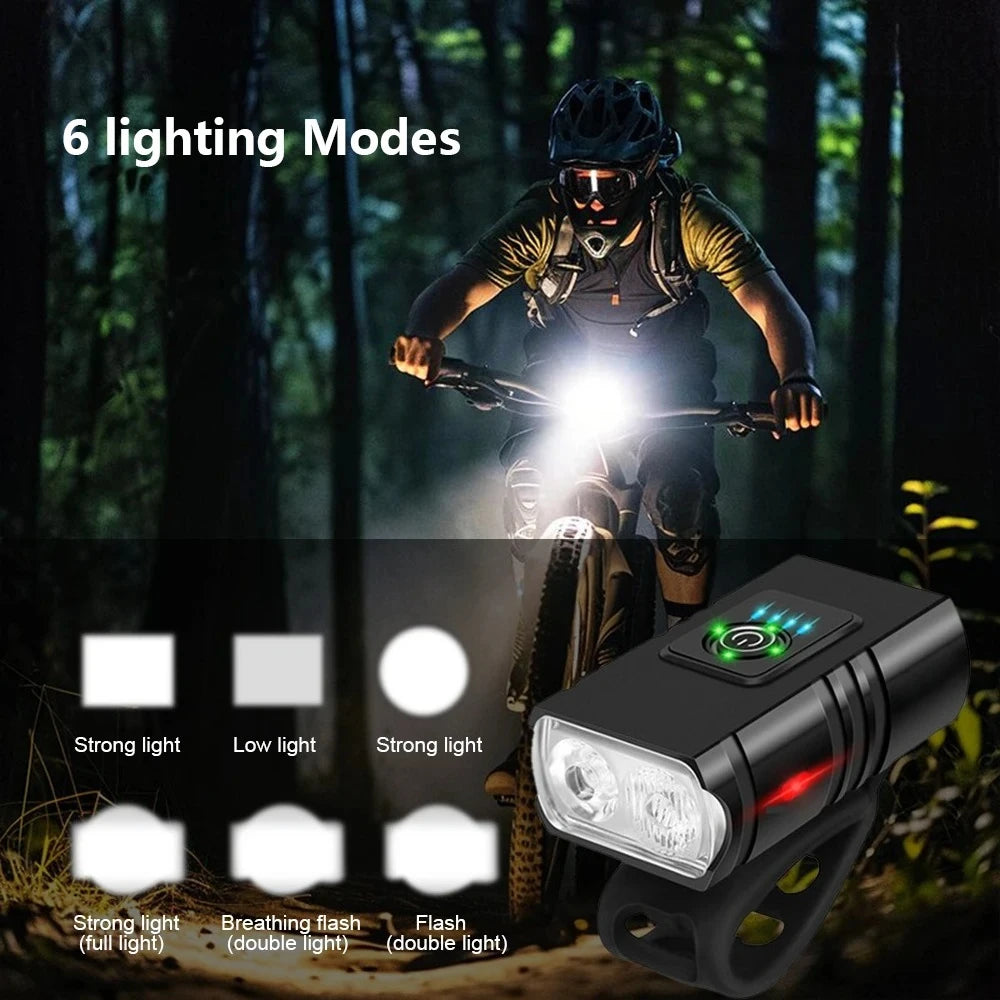 LED Bicycle Front Light Type-C Rechargeable Bicycle Headlight MTB Road Bike Headlamp Easy to Install Cycling Accessories - GilloServ