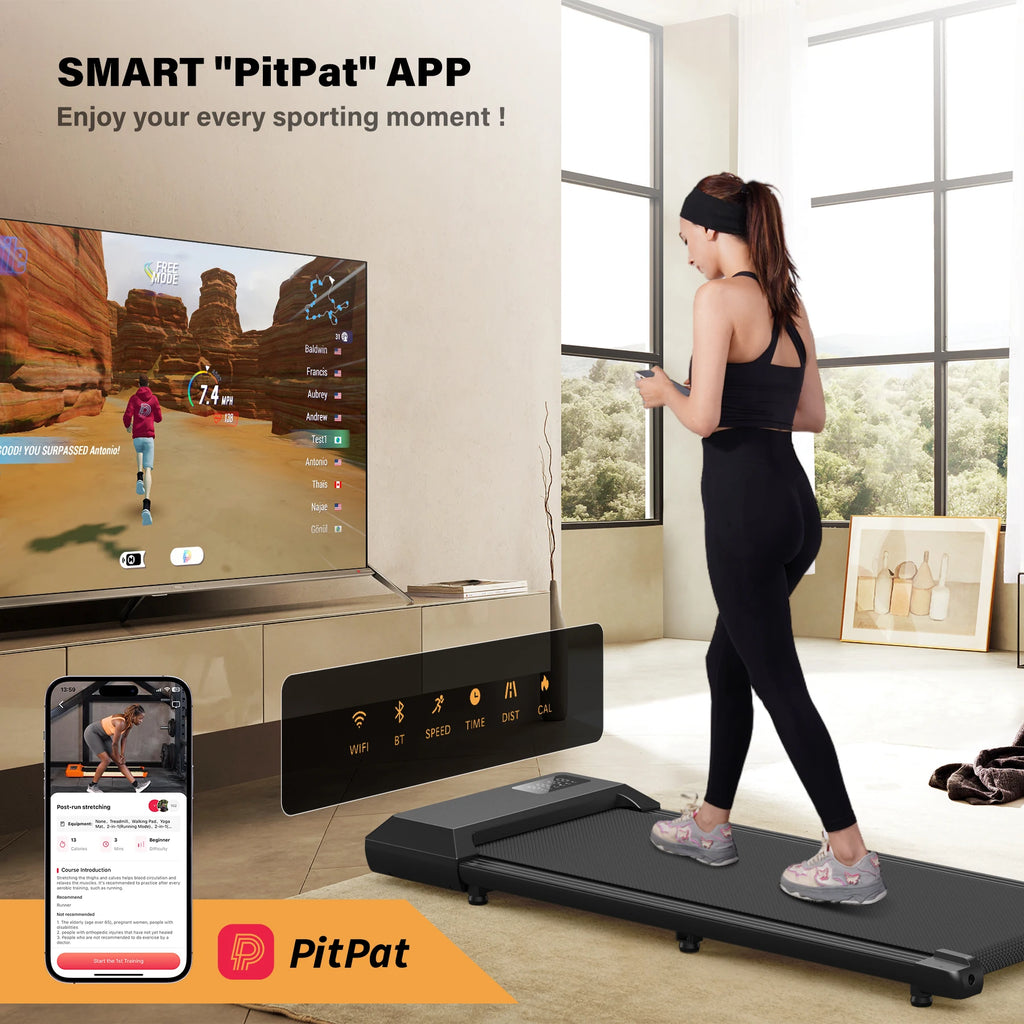 Smart Under Desk Treadmill for Home Office,Treadmill with APP&Remote Control, LCD Screen, Quiet Walking Jogging Exercise Machine - GilloServ