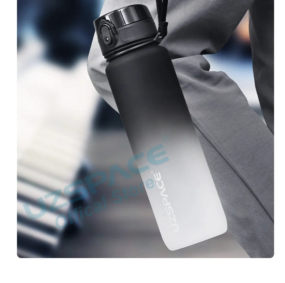 1L Sports Water Bottle With Time Marker, Leakproof - GilloServ