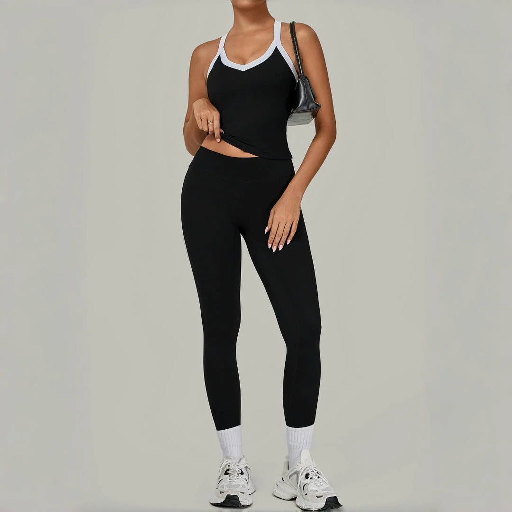 Yoga Suit Sports Fitness High Waist Peach// Hip Tight  Clothes Gym Leggings Set - GilloServ