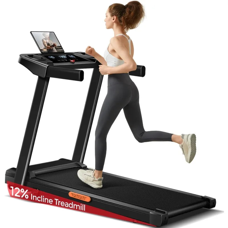 12% Incline Treadmill with Handle, 3-in-1 Portable Treadmills for Home, Foldable Treadmills with 300 Lbs Weight Capacity - GilloServ