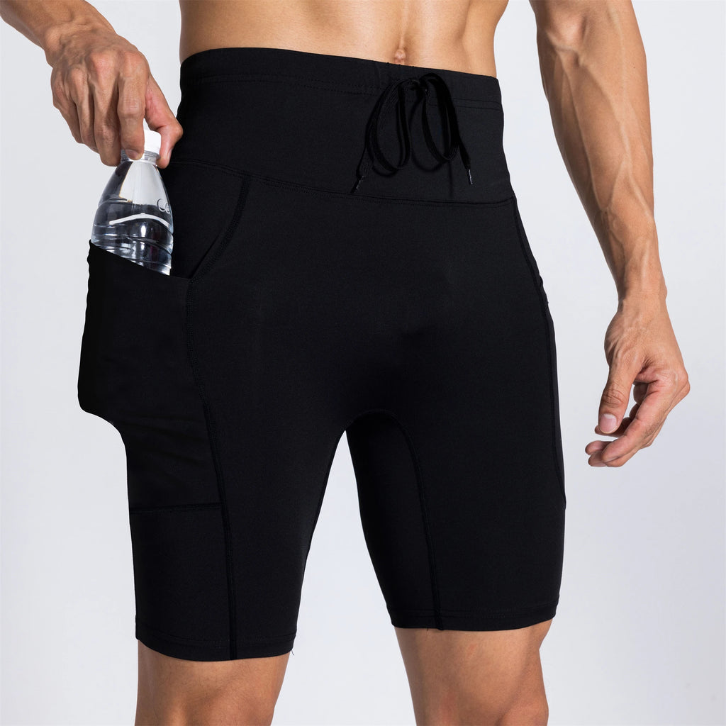 Men Women Yoga Running Shorts Pockets Outdoor Sports Half Pants Tights Exercise Fitness Gym Cycling Shorts Leggings Quick Drying - GilloServ