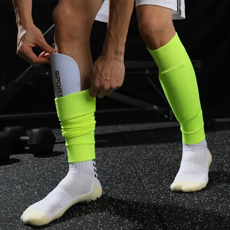 2 Pairs Set Men Grip Soccer Socks and Knee Pads Calf Sleeves Adult - GilloServ