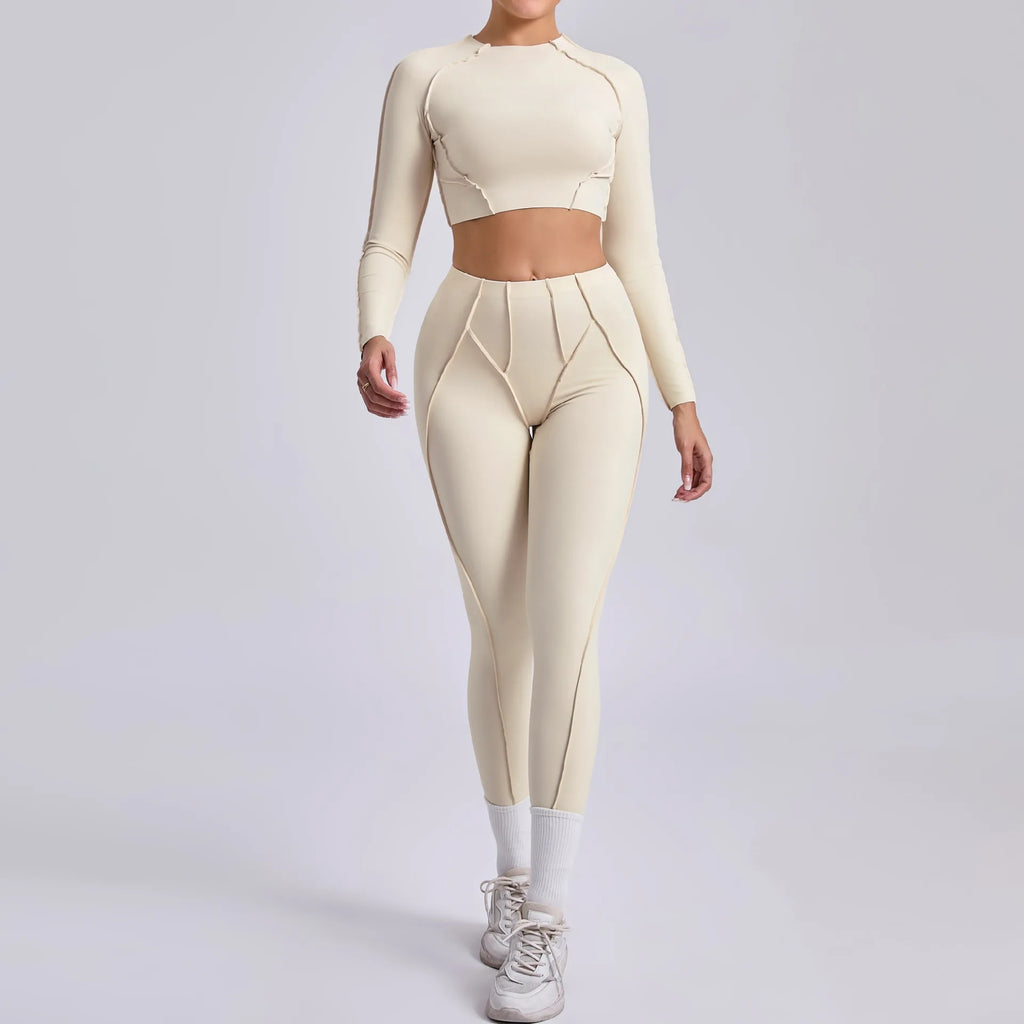 New Yoga Set Women Tracksuit Workout Legging Athletic Suit Long Sleeve - GilloServ