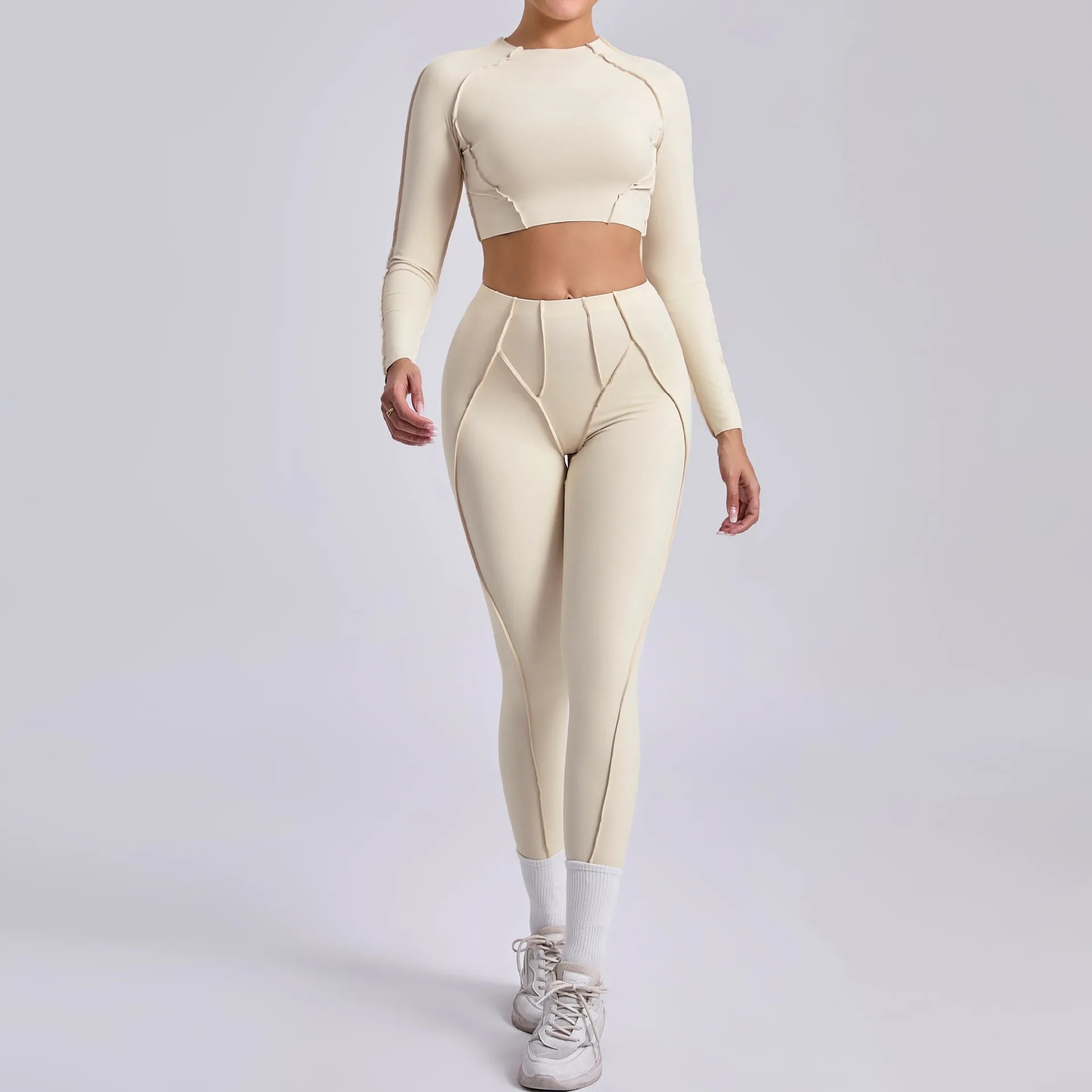 New Yoga Set Women Tracksuit Workout Legging Athletic Suit Long Sleeve - GilloServ