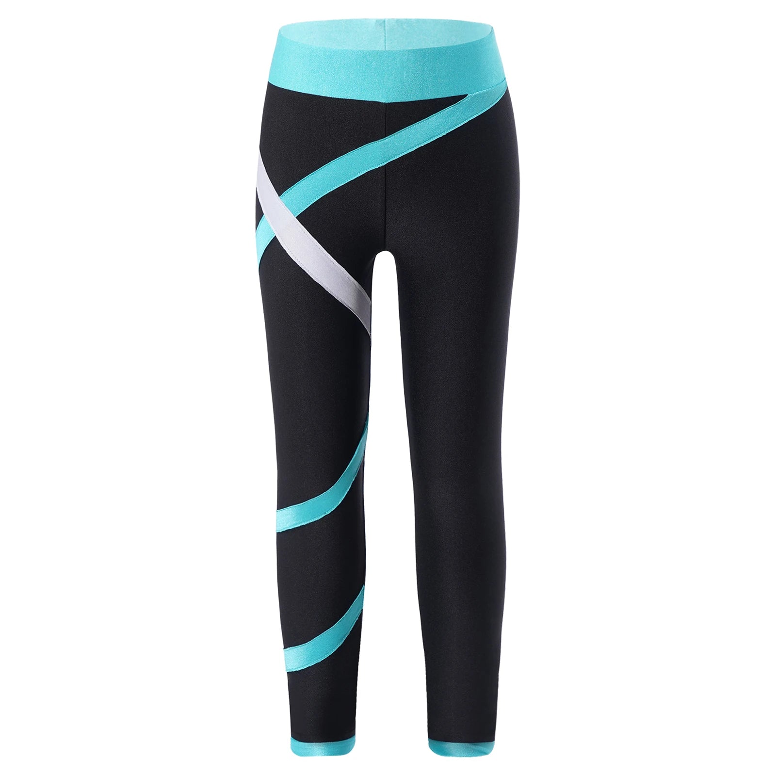 Kids Girls Figure Skating Pants Stretchy Skinny Workout Dance Leggings - GilloServ