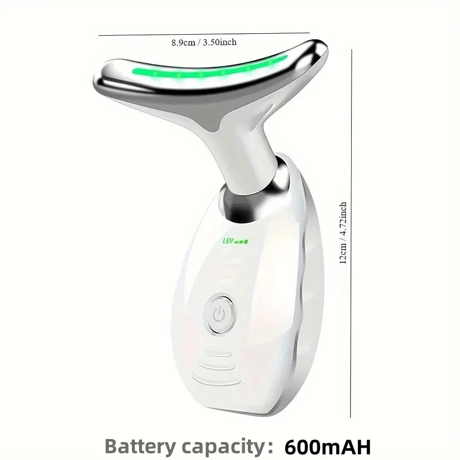 7 LED Color Vibrating Neck/Face Skin Vibrating Massager, 1 piece set portable USB charging - GilloServ