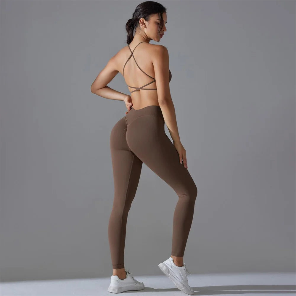 2PCS Women Scrunch Tracksuit Fitness Seamless Yoga Set Sportswear - GilloServ