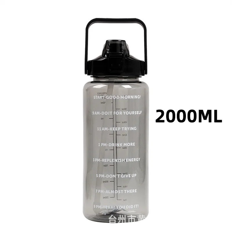 2 Liters Straw Plastic Water Bottle Large Capacity Bottle - GilloServ
