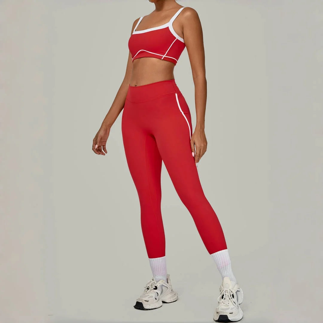 Yoga Suit Sports Fitness High Waist Peach// Hip Tight  Clothes Gym Leggings Set - GilloServ