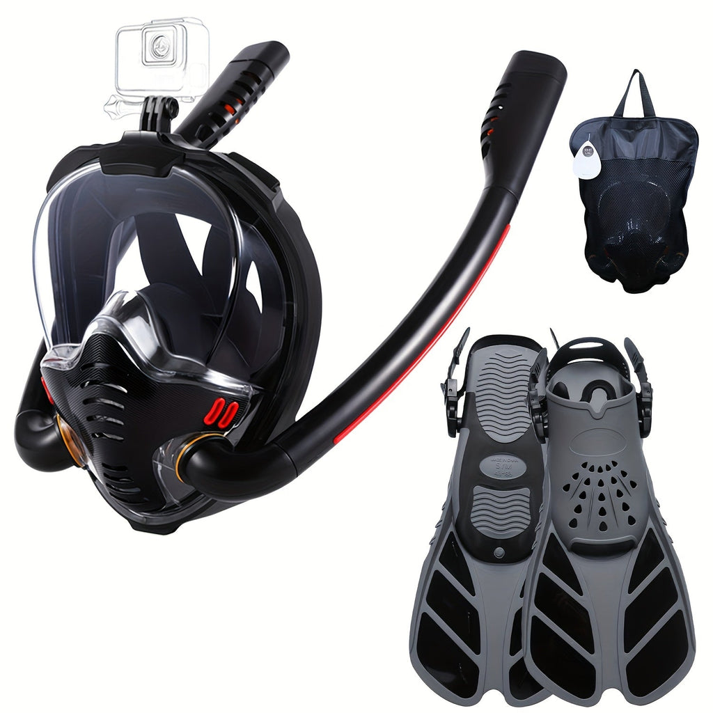 Full Face Snorkel Mask Set with Flippers - GilloServ