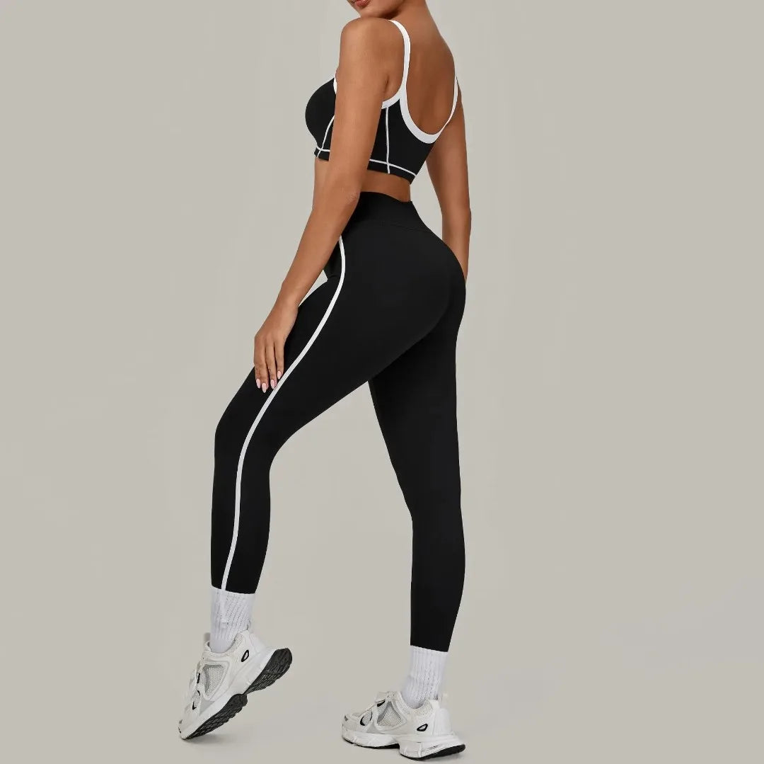 Yoga Suit Sports Fitness High Waist Peach// Hip Tight  Clothes Gym Leggings Set - GilloServ