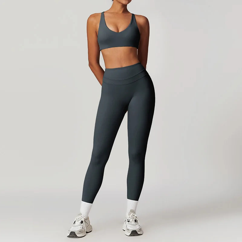Yoga Sets Sports 2 Piece Women Plus Size Gym Clothes Seamless Fitness - GilloServ