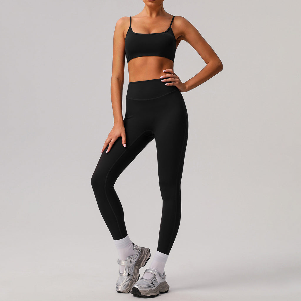 Solid color tight yoga suit quick drying fitness suit outdoor - GilloServ