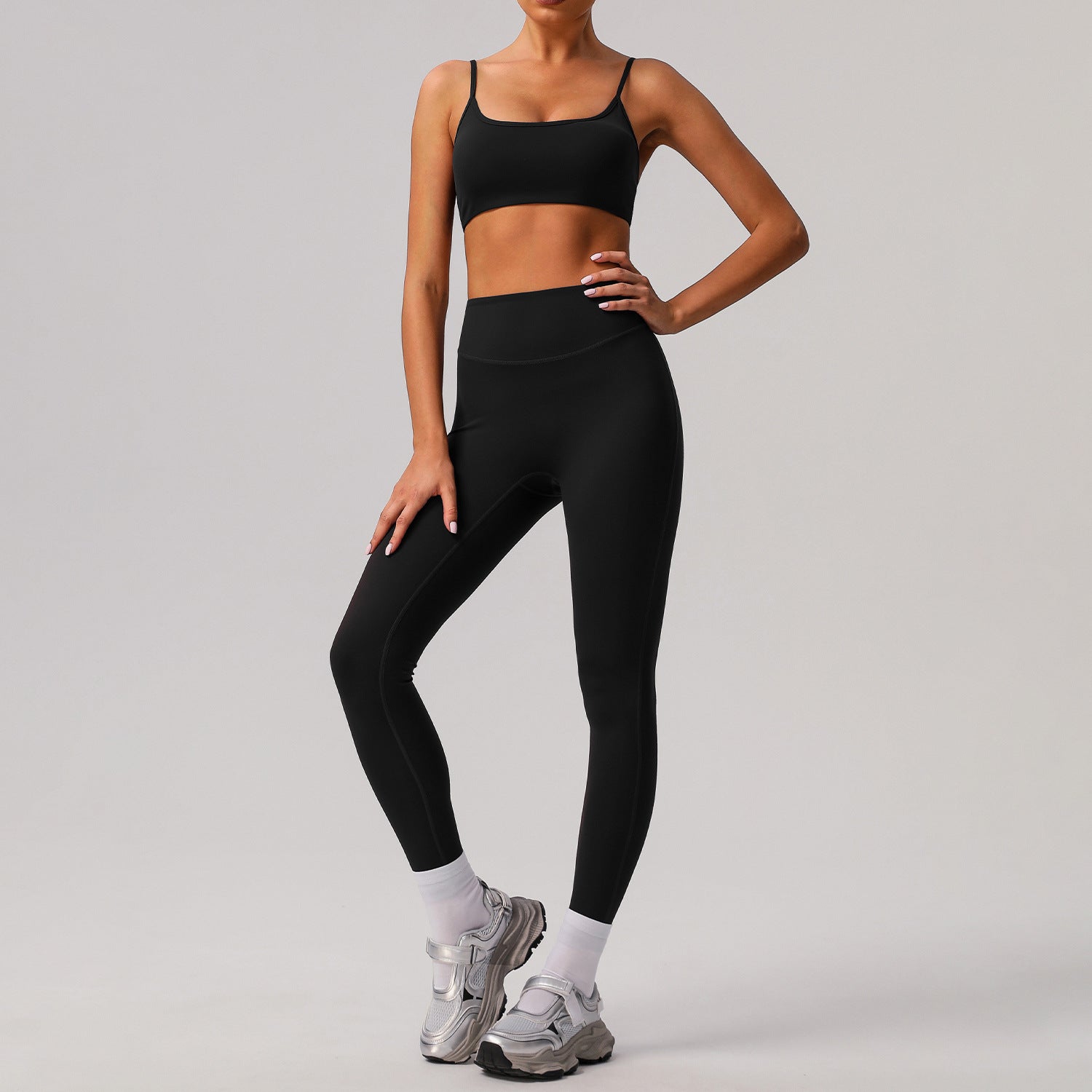 Solid color tight yoga suit quick drying fitness suit outdoor - GilloServ