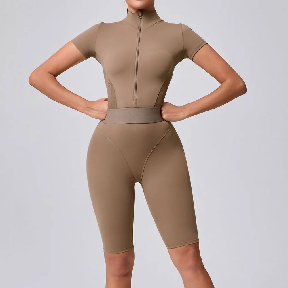 Summer Zipper Workout Rompers Sports Gym Clothing Running - GilloServ