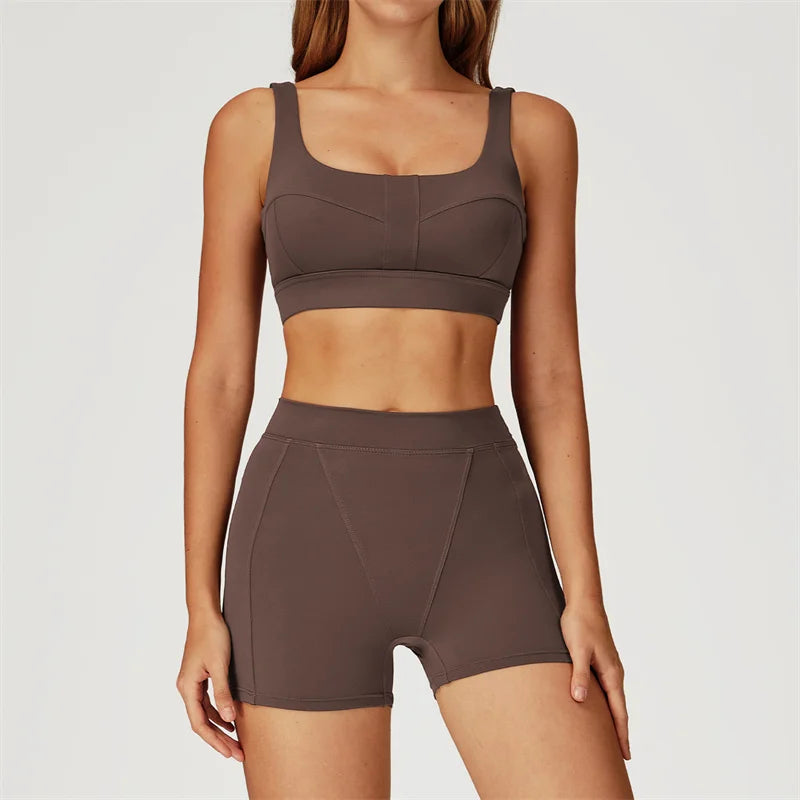 Yoga Shorts Sets Women's Tracksuit Sports Bras Fitness Sportswear - GilloServ