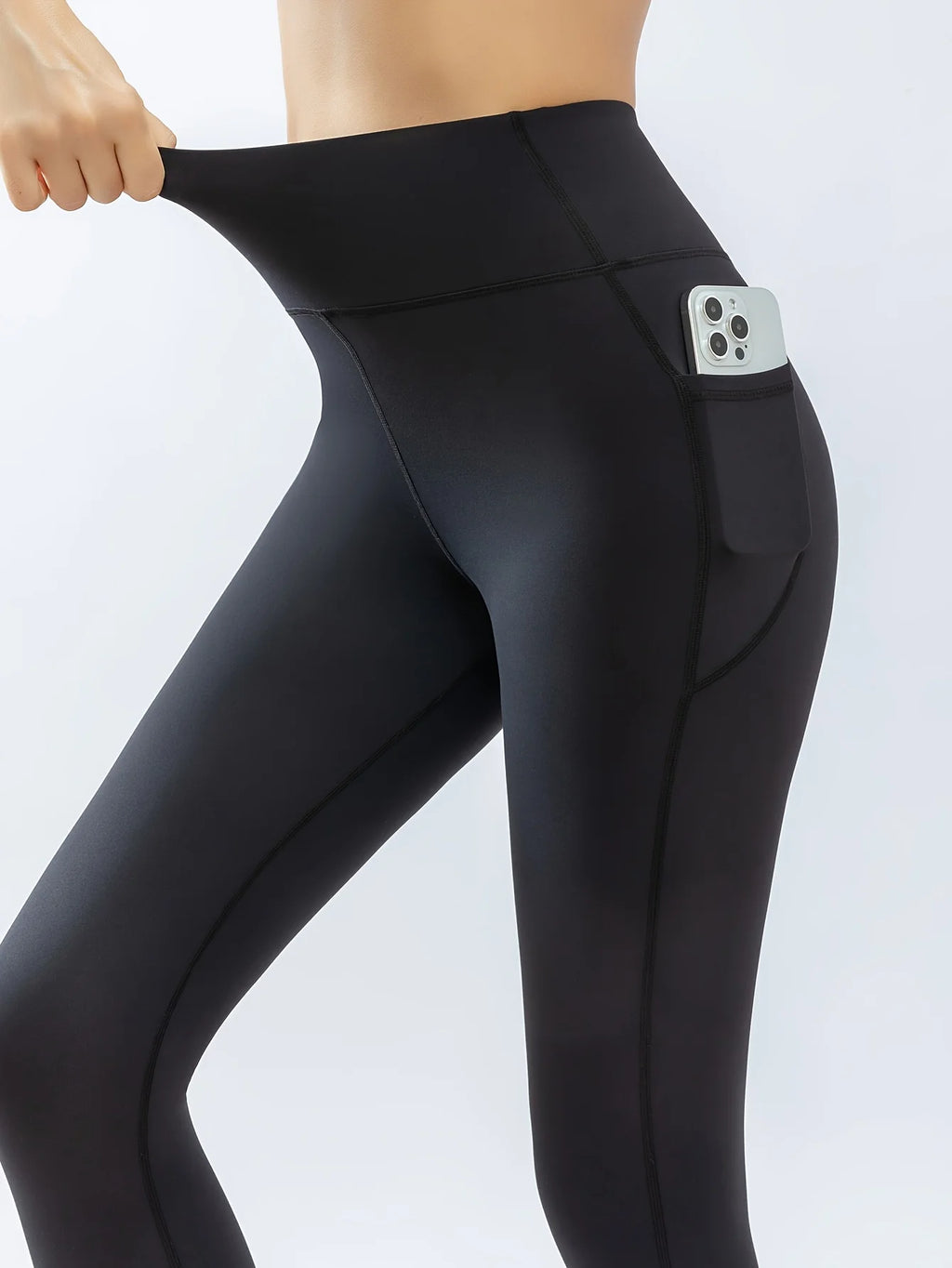 High Waist Quick Drying Butt Lifting Yoga Pants With Pocket, High Strech Running Sports Fitness Leggings, Women's Activewear - GilloServ