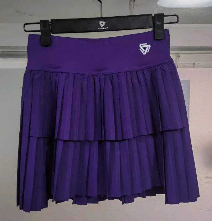 Women Sports Mini Pleated Skirt Golf Tennis Skirts High Waist Double Layer - GilloServ