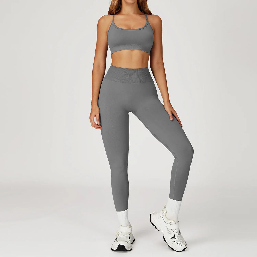 Seamless 2 Piece Yoga Set Women Gym Tracksuit/Workout/Running - GilloServ