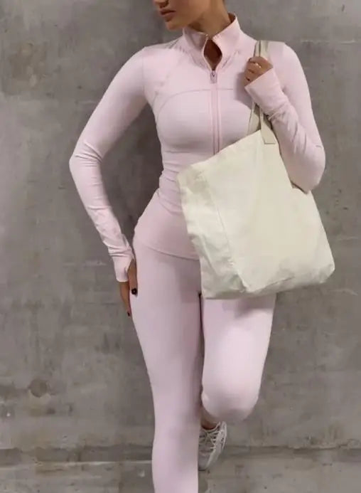 Women's Sports Yoga Style Long Sleeved Jacket And Pants - GilloServ