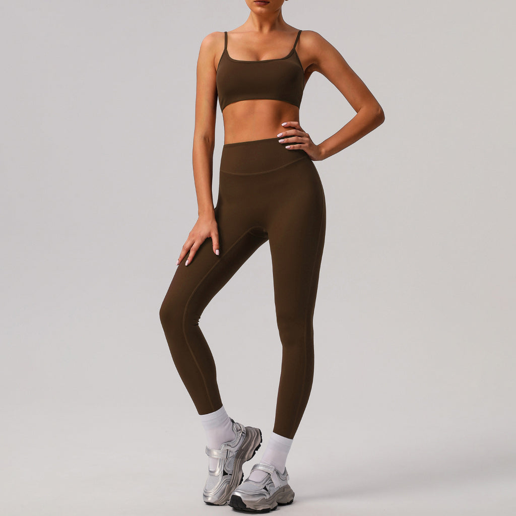 Solid color tight yoga suit quick drying fitness suit outdoor - GilloServ