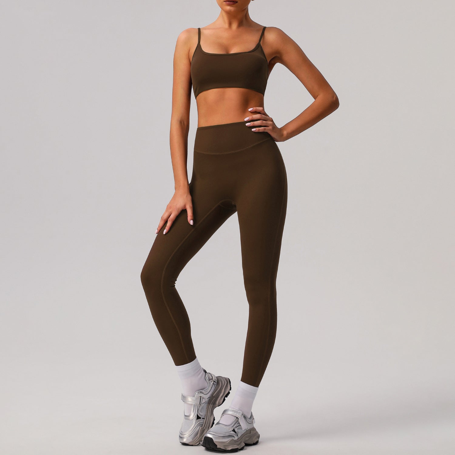 Solid color tight yoga suit quick drying fitness suit outdoor - GilloServ