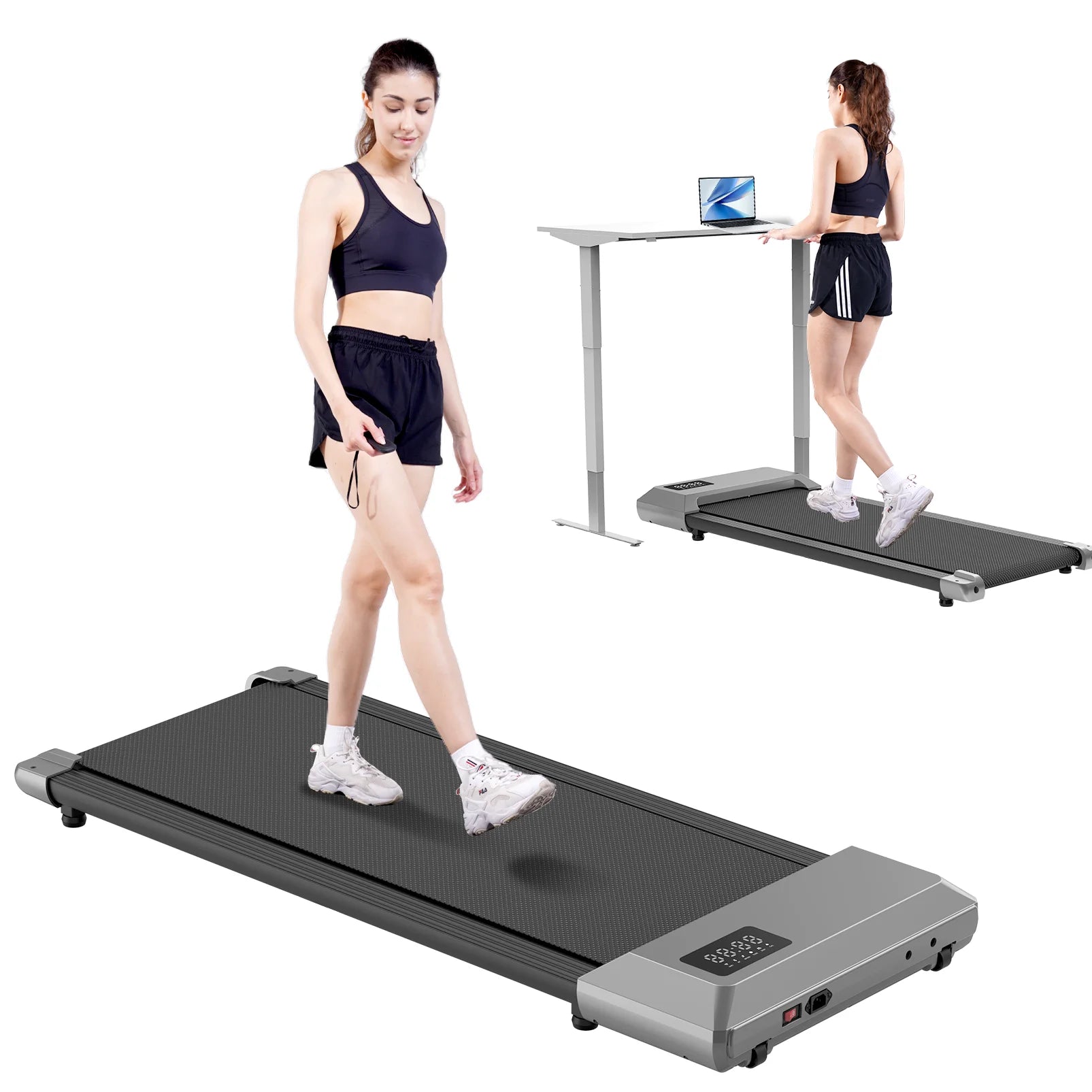 2 in 1 Walking Pad Mini Treadmill Portable for Home & Office /LCD Screen Max 250lbs/ Quiet Treadmills - GilloServ
