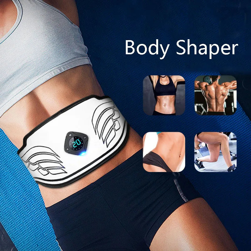 Smart EMS Ab Belt, Core Trainer with Fat Burn Tracking, Gel-Free Waist Trimmer for Gym/Home, Men & Women Weight Loss Solution - GilloServ