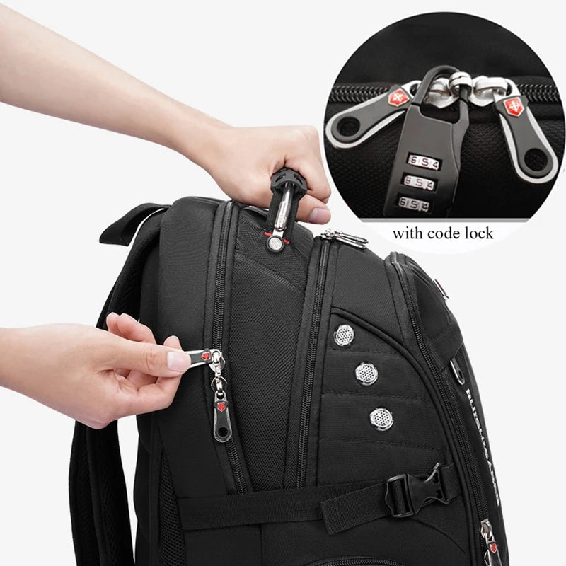 Waterproof 15.6/17.3 Inch Laptop Backpack Men USB Charging Swiss Backpack Travel Women Rucksack Male Vintage School Bag Mochila - GilloServ