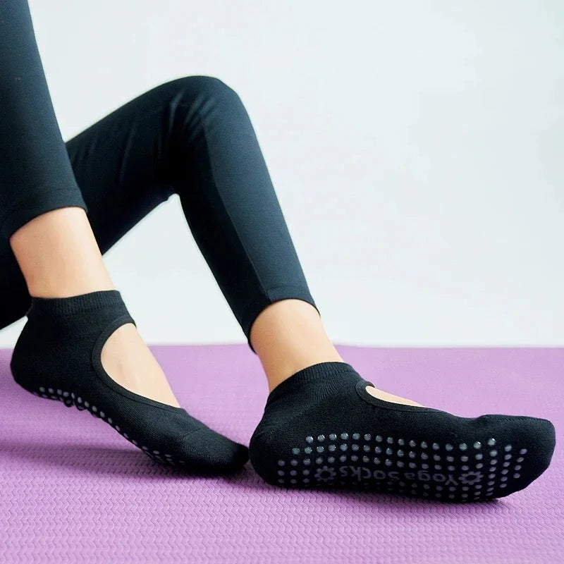 High Quality Women Pilates Socks Anti-Slip Breathable Backless Yoga Socks Ankle Ladies Ballet Dance Sports Socks for Fitness Gym - GilloServ