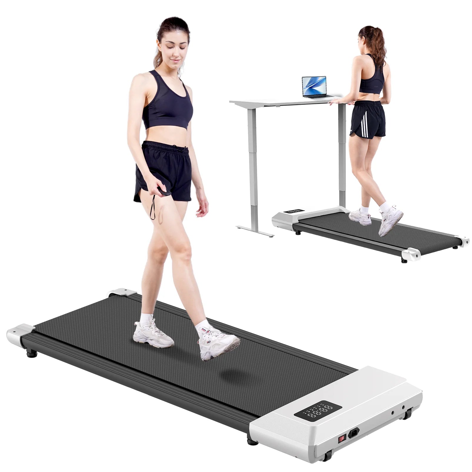 2 in 1 Walking Pad Mini Treadmill Portable for Home & Office /LCD Screen Max 250lbs/ Quiet Treadmills - GilloServ