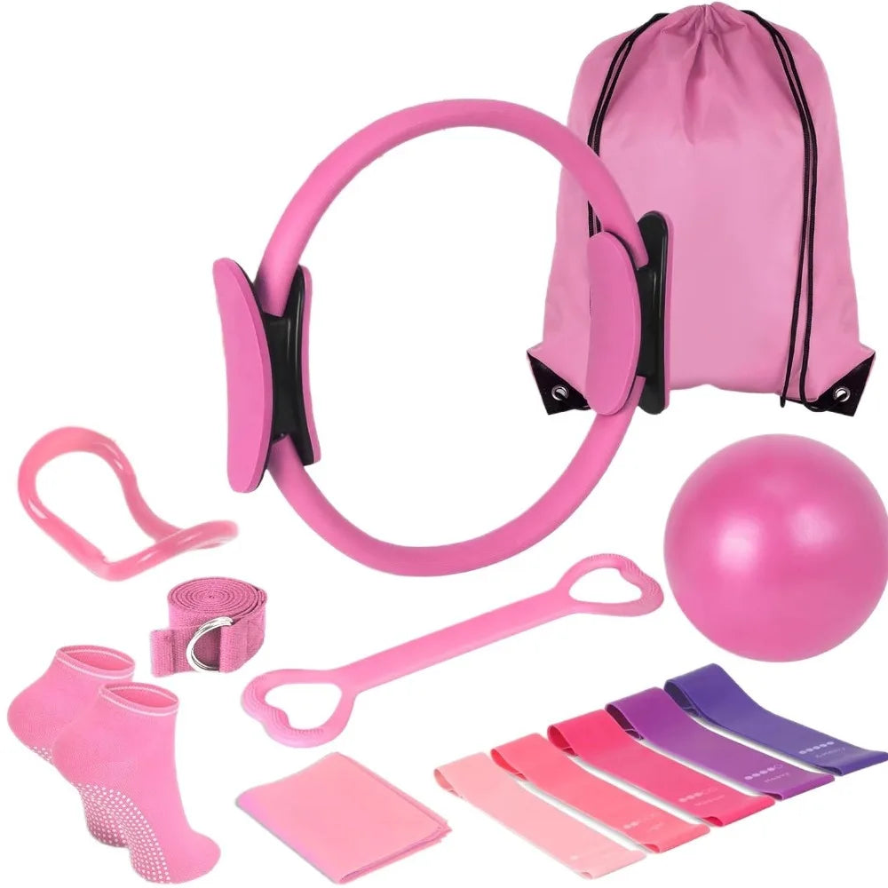 13Pcs/Set Portable Pilates Ball Set//Weight Loss Body Shaping Yoga Pilates// Circle with Storage Bag Improve Health - GilloServ
