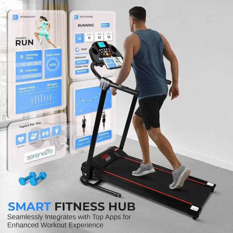 Electric Folding Treadmill Exercise Machine  Smart Compact Digital Fitness Treadmill - GilloServ