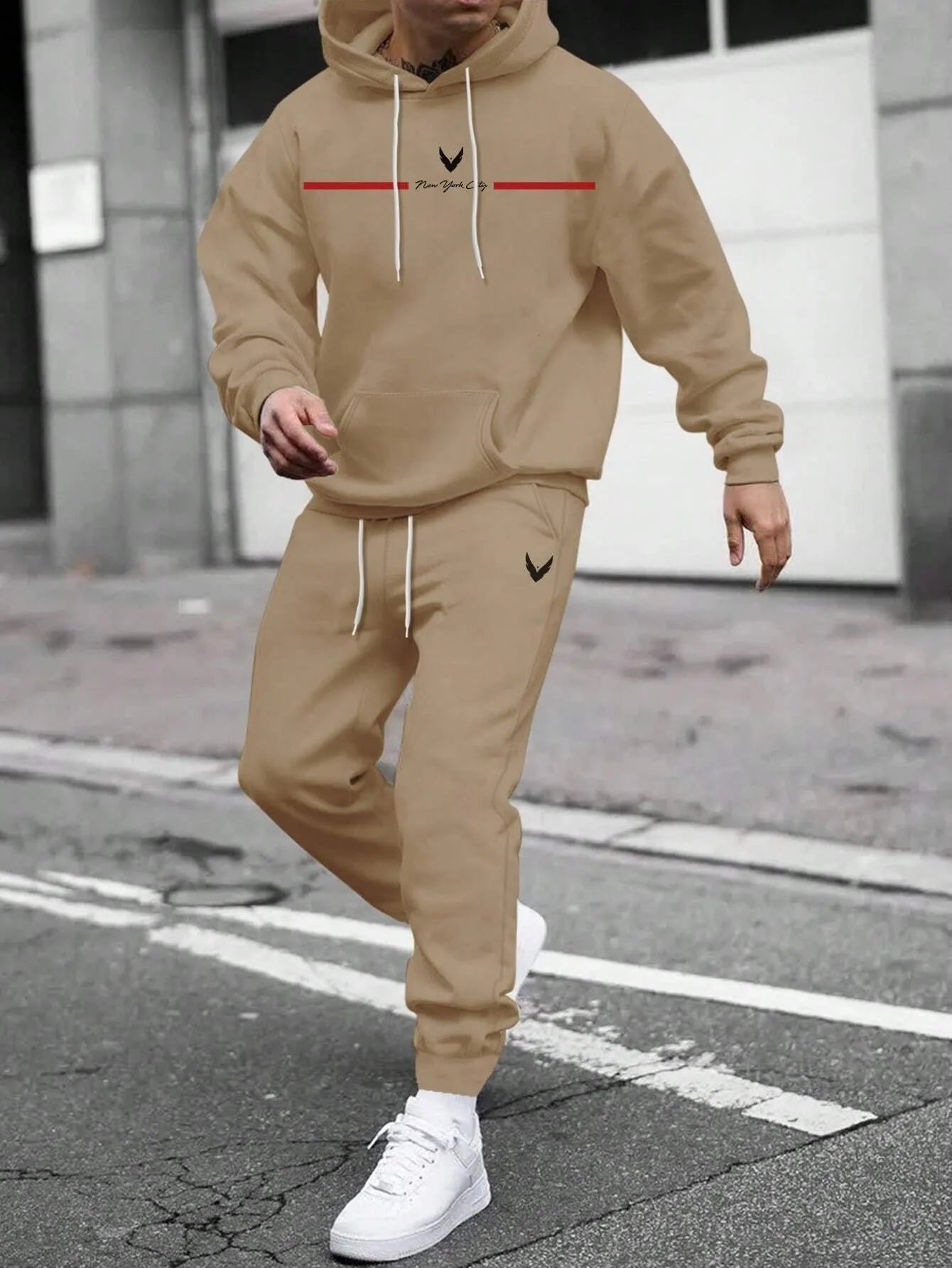 Tracksuit Sets Men's Casual Fleece Warm Hoodies Pants 2PCS Mens Long Sleeve Sport Suit Male Pullover Hoodies Sports Clothing - GilloServ