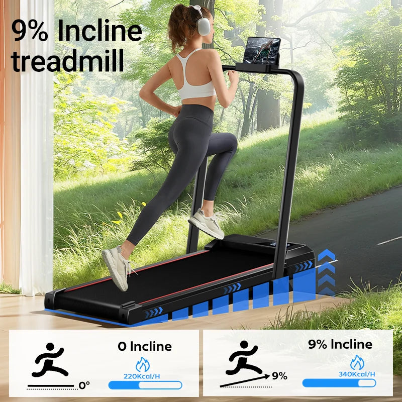 UMAY Walking Pad Treadmill: Incline, Under-Desk, Diamond Belt, Lightweight, Home/Office LED Display - GilloServ
