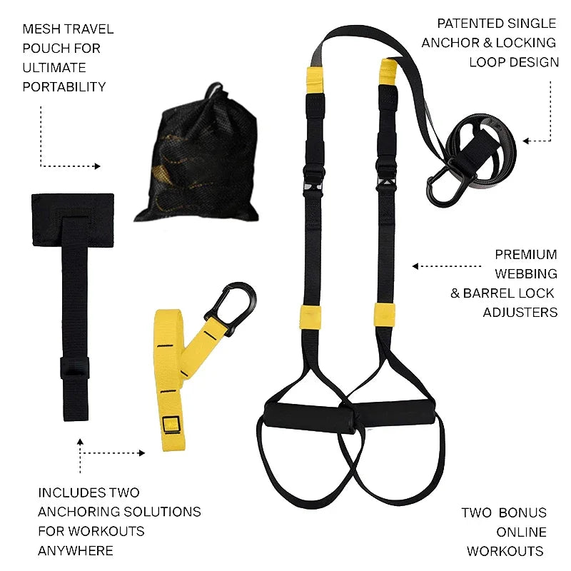 Hanging Training Strap Adjustable Fitness Band Chest Exercise Strap Pull Rope Resistance Band Set Home Gym Exercise Equipment - GilloServ
