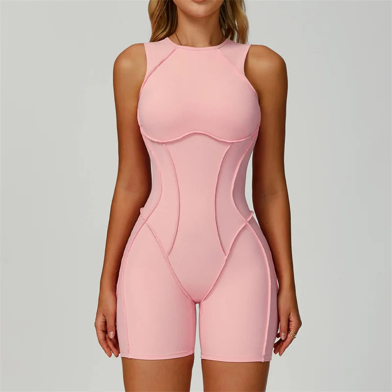 Gym Sets Sports Jumpsuit Stereoscopic Lines Fitness Backless Workout Bodysuit - GilloServ