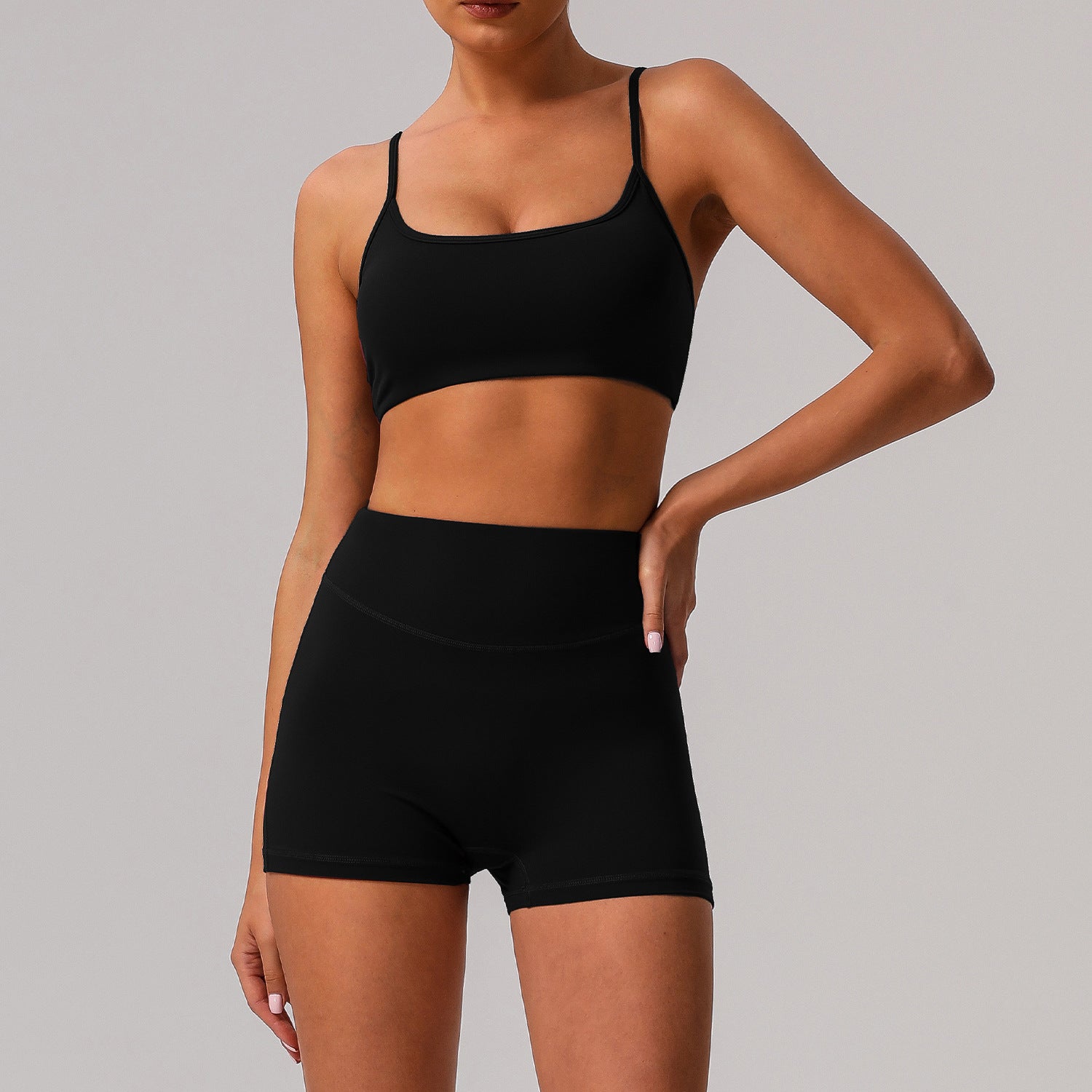 Solid color tight yoga suit quick drying fitness suit outdoor - GilloServ