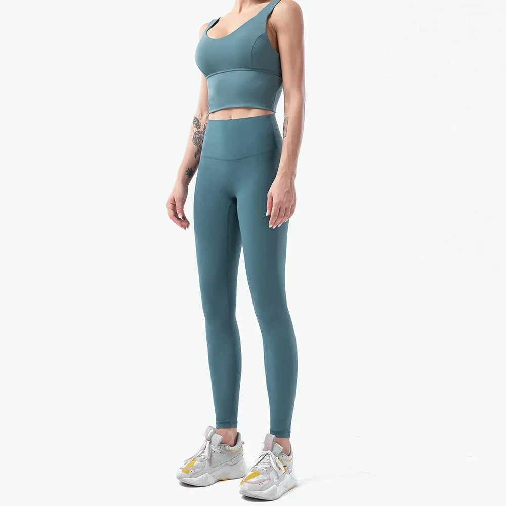 Naked-Feel Yoga Set Yoga Leggings Set Women Fitness Suit - GilloServ